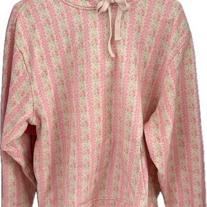 LoveShackFancy Pink Floral Striped Hoodie
